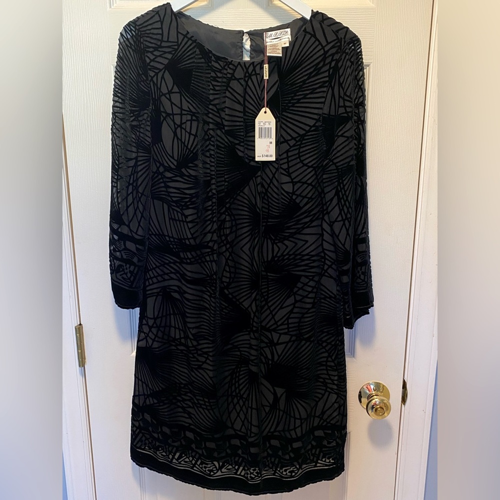NWT Max Studio M.S.S.P. Black Burnout Velvet Dress